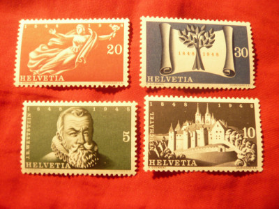 Serie Elvetia 1948 - Stat Elvetian 100 Ani, 4 valori foto