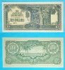Malaya 10 Dollars 1942 Bancnota &#039;Banana Money&#039; aUNC, Seria MN, P#M7, Palmieri/Vapor