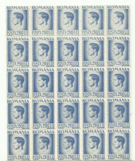 ROMANIA MNH 1945 - Uzuale Mihai I - fragment coala 2500 L - 25 timbre foto