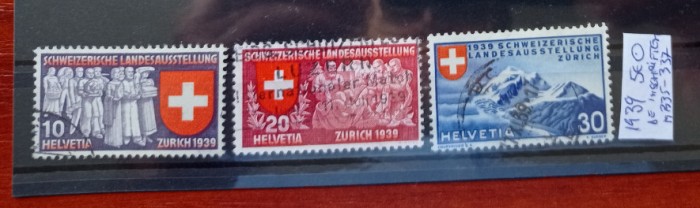 TS21 - Timbre serie Elvetia 1939 Mi1335-37