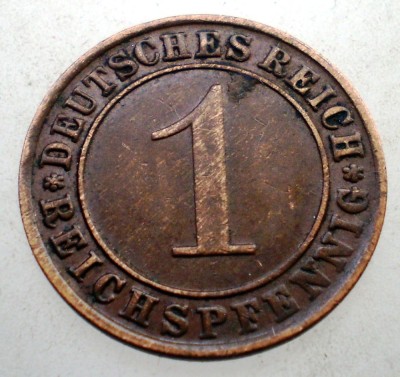 B.231 GERMANIA WEIMAR 1 REICHSPFENNIG 1934 G foto