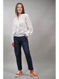 Cumpara ieftin Geaca Dama Bomber Semitransparenta Alb Luccicare, Marime Universala XS-M, Poliester, Cercuri Stralucitoare, Casual Trendy