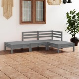 Gossi set mobilier de gradina, 4 piese, gri, lemn masiv de pin