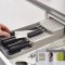 Organizator / suport pentru cutite, cu 2 nivele, pentru 18 cutite, design modern, nu ocupa mult spatiu, gri