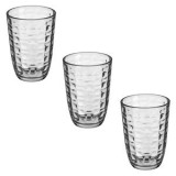 Set 3 Pahare din Sticlă Transparentă cu Model Fagure, 390 ml, CMCLASS