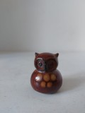 Figurina ceramica, miniatura, bufnita, lucrata manual, hand made, 4x3cm, glazurata