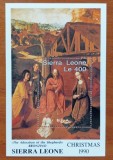 SIERRA LEONE-ARTA PICTURI RELIGIE-CRACIUN 1990-COLITA-Nestampiata-MNH LUX, Nestampilat