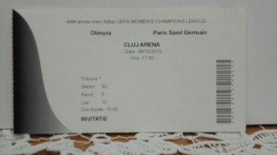 INVITATIE MECI FOTBAL INTERNATIONAL FEMININ - OLIMPIA CLUJ- PARIS SAINT GREMAIN foto