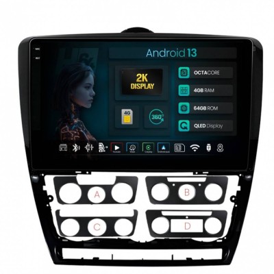 Navigatie 2K Skoda Octavia 2 4GB RAM Android 13 Octacore Slot Sim 4G DSP GPS Wi-FI Carplay Android Auto USB Bluetooth Waze Touchscreen 10.36 Inch foto