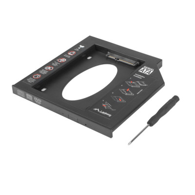 Adaptor HDD SSD 2.5 SATA III, pentru inlocuire unitate CD DVD 9.5 mm, Lanberg 41554, cu accesorii foto