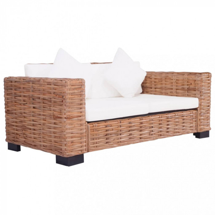 vidaXL Canapea de grădină cu 2 locuri, ratan natural 276350