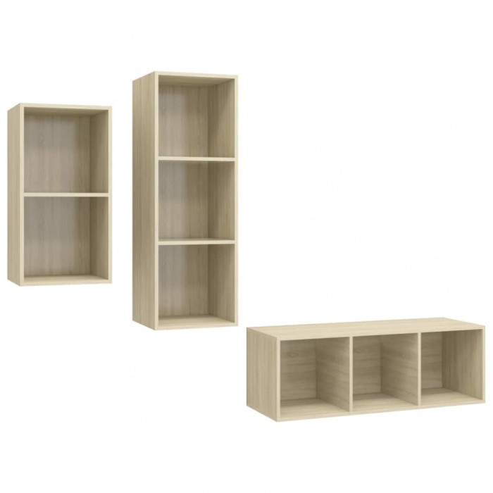 Set de dulapuri TV, 3 piese, stejar Sonoma, lemn prelucrat