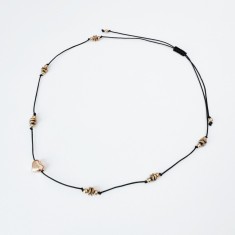 Colier reglabil la baza gatului din hematit cu pandantiv inima