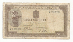 ROMANIA 500 LEI 1941 [27] filigran vertical foto