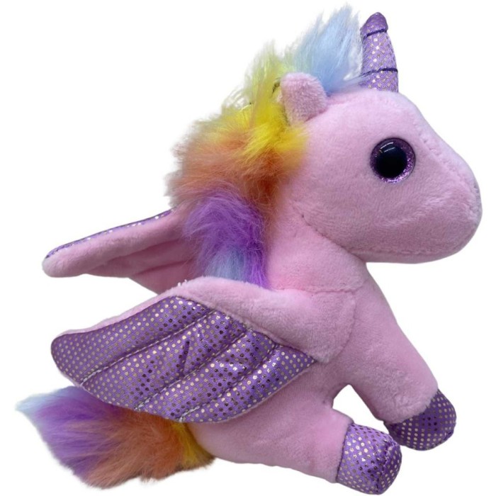 Breloc unicorn de plus alb rozaliu