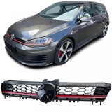 Grilaj radiator sport cu fagure negru lucios si detalii rosii, potrivit pentru VW Golf 7 12-17 GTI Performance AutoTuning