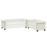 VidaXL Canapea Chesterfield cu 2 și 3 locuri, piele artificială, alb