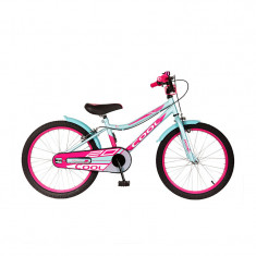 Bicicleta pentru copii, 20 inch, sa reglabila, 43.5-63.5 cm, cadru metalic, maxim 30 kg, 8-10 ani, Roz/Turcoaz foto