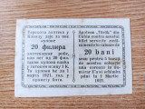 Romania / Serbia asignata / bon orasul Cuvin / Cubin 20 Filler / Bani 1921 Banat