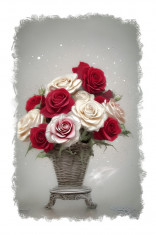 Sticker decorativ, Trandafiri, Multicolor, 85 cm, 9374ST foto