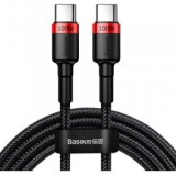 Cablu alimentare si date Baseus Cafule, Fast Charging Data Cable pt. smartphone, USB Type-C la USB Type-C PD2.0, 100W, braided, 2m, rosu + negru