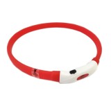 Zgarda din silicon cu Led Pentru Caini, 55cm, Reglabila, Rosu, Reincarcabila, USB Inclus, Ropet