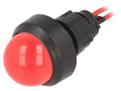 Lampă LED Convexă Roșie 230V 13mm IP40 foto