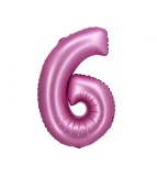 Balon folie sub forma de cifra, roz satinat, 76 cm-Tip Cifra 6