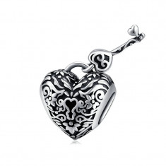 Talisman din argint 925 Heart Lock and Key foto