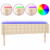 Cumpara ieftin Tablie de pat cu LED, crem, 203x16x78/88 cm, textil