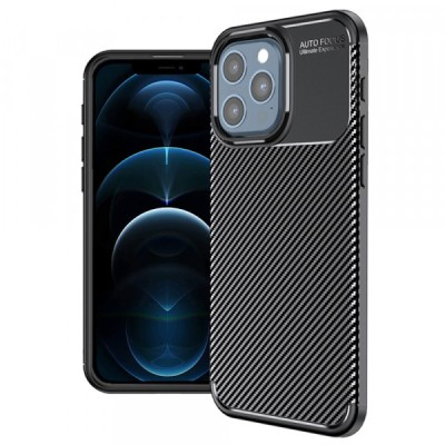 Husa pentru Apple iPhone 12 Pro Max, Techsuit, CarbonFiber, Neagra foto