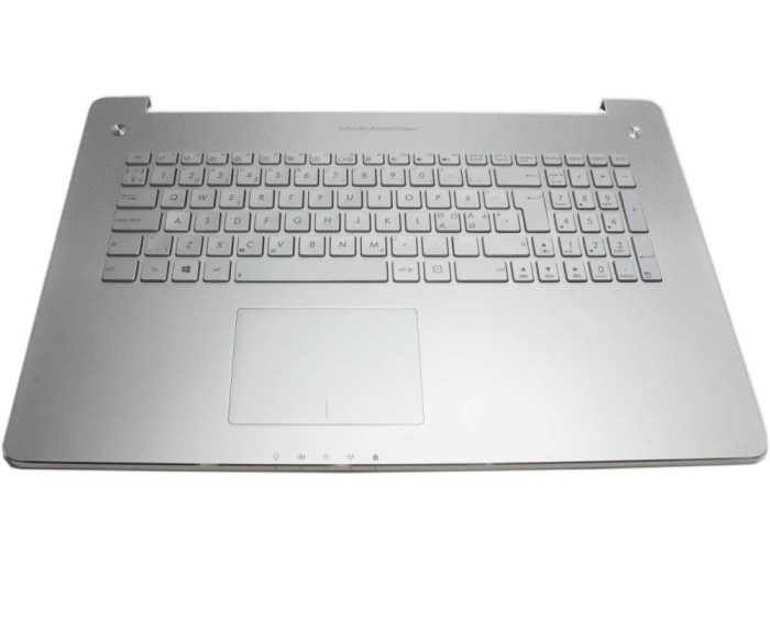 Tastatura Asus Argintiu N750J argintie cu Palmrest iluminata backlit, N750JK argintie cu Palmrest iluminata