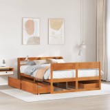 VidaXL Cadru de pat fără saltea, maro ceruit 140x200 cm lemn masiv pin