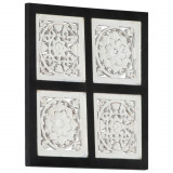 Panouri perete sculptate manual, negru/alb, 40x40x1,5 cm, MDF GartenMobel Dekor, vidaXL