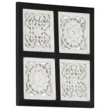 Panouri perete sculptate manual, negru/alb, 40x40x1,5 cm, MDF GartenMobel Dekor, vidaXL