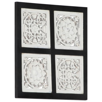 Panouri perete sculptate manual, negru/alb, 40x40x1,5 cm, MDF foto