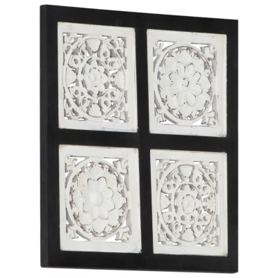 Panouri perete sculptate manual, negru/alb, 40x40x1,5 cm, MDF GartenMobel Dekor foto