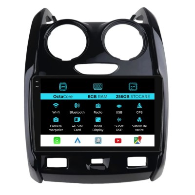 Navigatie Dedicata Dacia Duster (2010-2020), Incell 9Inch, 8Gb Ram, 256Gb Stocare, Carplay foto