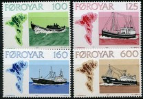 Faroe 1977 - Flota de pescuit 4v.neuzat,perfecta stare(z) foto