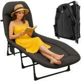 Pat pliant de camping Trizand cu spatar reglabil si saltea, 150 kg