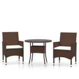 Cumpara ieftin Set mobilier de gradina, 3 piese, maro, poliratan