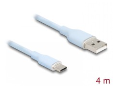 Cablu USB-A 2.0 la USB type C T-T 4m silicon Blue, Delock 81224