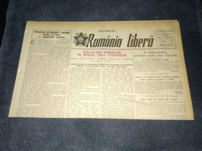 ZIARUL ROMANIA LIBERA 11 AUGUST 1950 RAZBOI COREEA foto