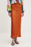 Never Fully Dressed fusta Rust Sequin Dorris culoarea portocaliu, maxi, drept, NFDSK634