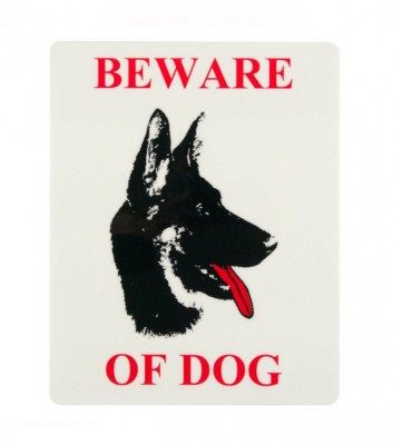 Indicator Autocolant &amp;quot;Beware of the Dog&amp;quot; 20.5x25cm foto