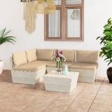 vidaXL Set mobilier grădină din paleți cu perne, 5 piese, lemn molid
