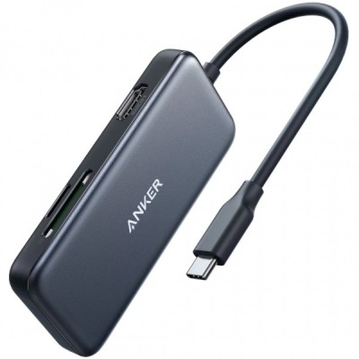Hub USB-C Anker, 2 x USB-A 3.0 - 1 x HDMI - 1 x SD - 1 x microSD, Negru A8334HA1 foto