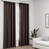 Perdele opace aspect p&acirc;nză c&acirc;rlige 2 buc. gri taupe 140x225 cm