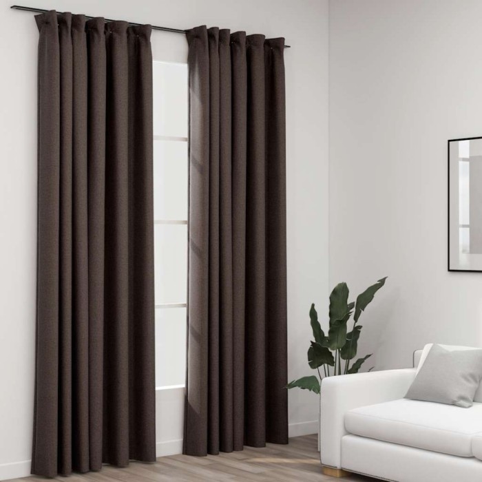 Perdele opace aspect p&acirc;nză c&acirc;rlige 2 buc. gri taupe 140x225 cm