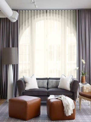 Set perdea tip tesatura in cu rejansa din bumbac tip fagure, Bogota, Madison, 200x265 cm, Crem, 2 buc foto